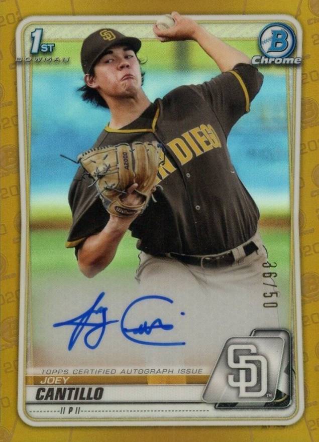 2020  Bowman Chrome Prospect Autographs Joey Cantillo #CPAJC Baseball Card