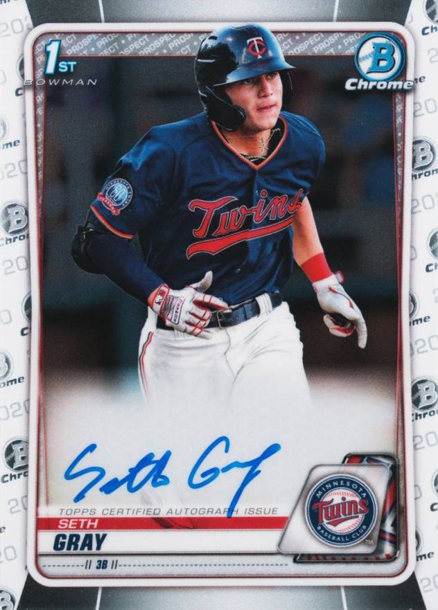 2020  Bowman Chrome Prospect Autographs Seth Gray #CPASG Baseball Card