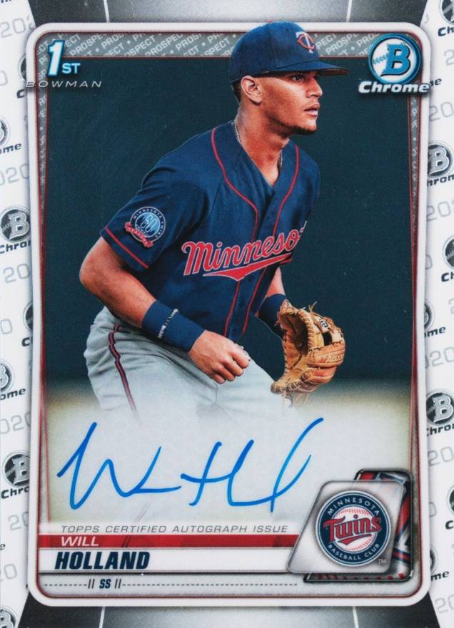 2020  Bowman Chrome Prospect Autographs Will Holland #CPAWH Baseball Card