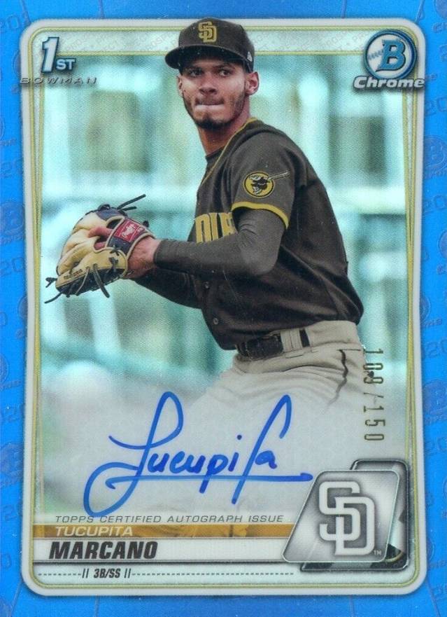 2020  Bowman Chrome Prospect Autographs Tucupita Marcano #CPATM Baseball Card