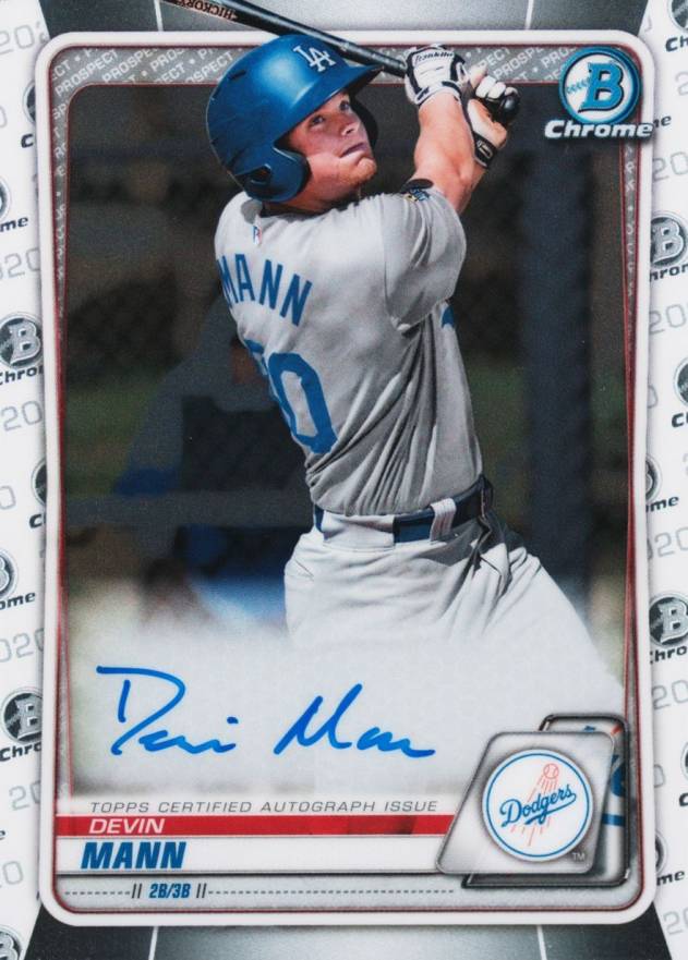 2020  Bowman Chrome Prospect Autographs Devin Mann #CPADMA Baseball Card