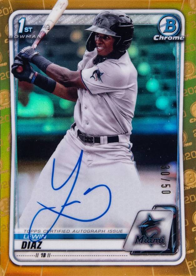 2020  Bowman Chrome Prospect Autographs Lewin Diaz #CPALD Baseball Card