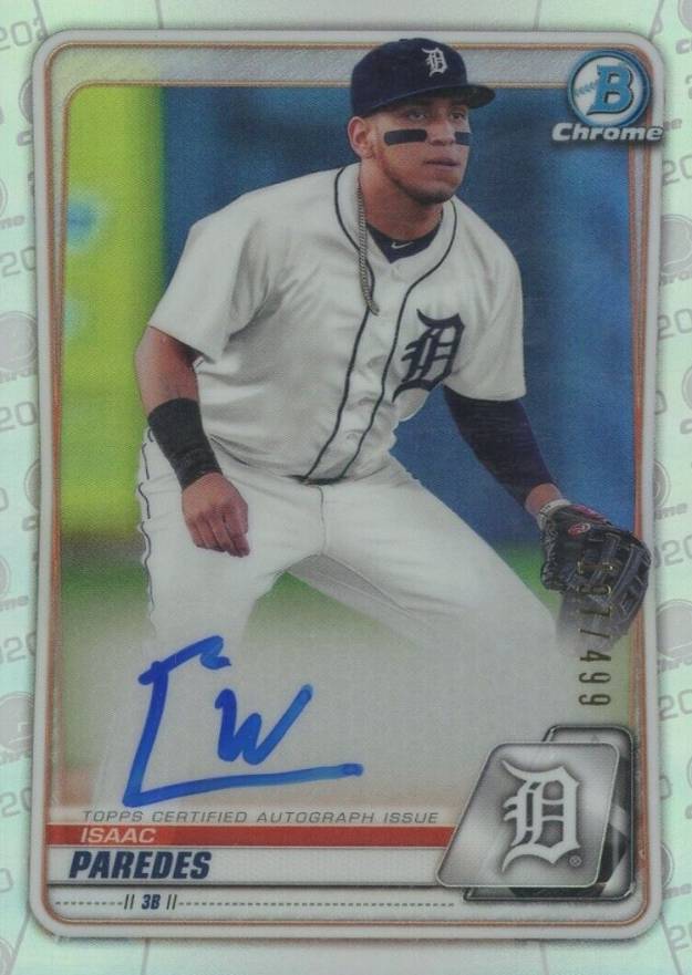 2020  Bowman Chrome Prospect Autographs Isaac Paredes #CPAIP Baseball Card