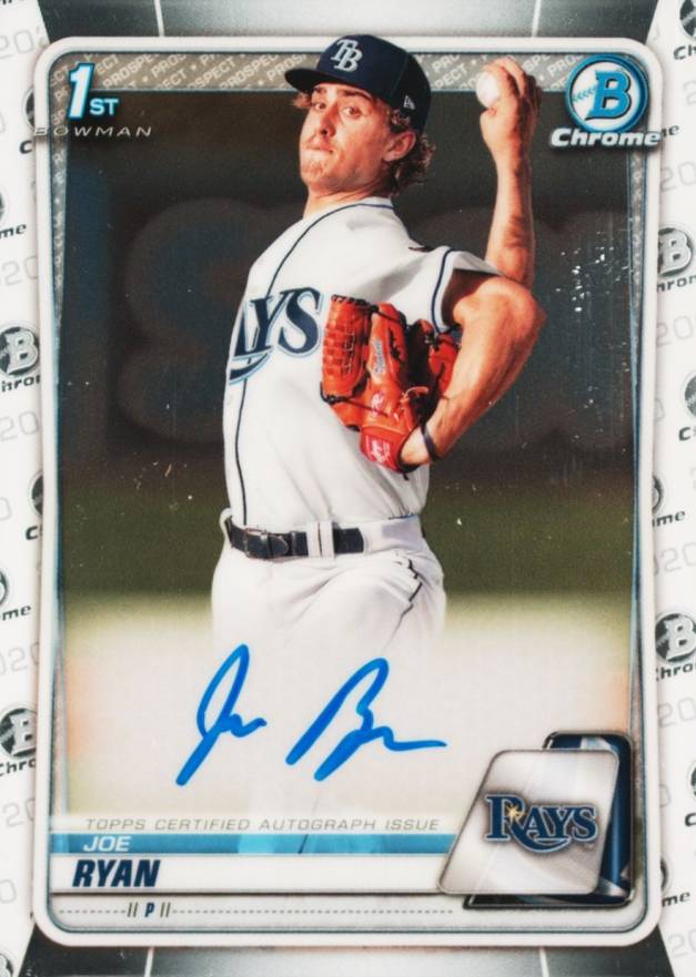 2020  Bowman Chrome Prospect Autographs Joe Ryan #CPAJRY Baseball Card