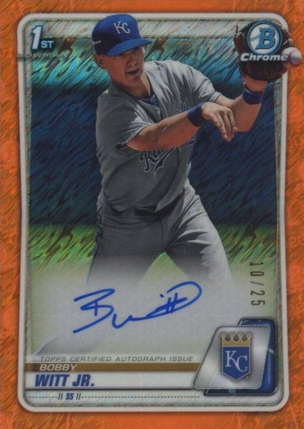 2020  Bowman Chrome Prospect Autographs Bobby Witt Jr. #CPABWJ Baseball Card