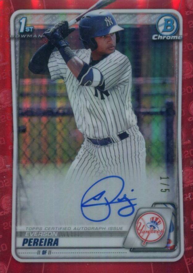 2020  Bowman Chrome Prospect Autographs Everson Pereira #CPAEP Baseball Card