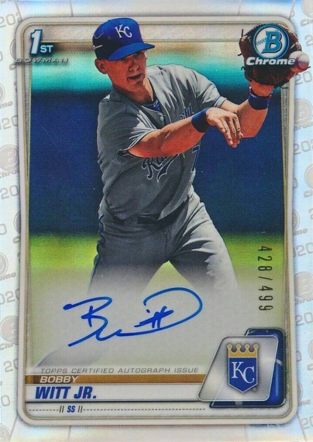 2020  Bowman Chrome Prospect Autographs Bobby Witt Jr. #CPABWJ Baseball Card