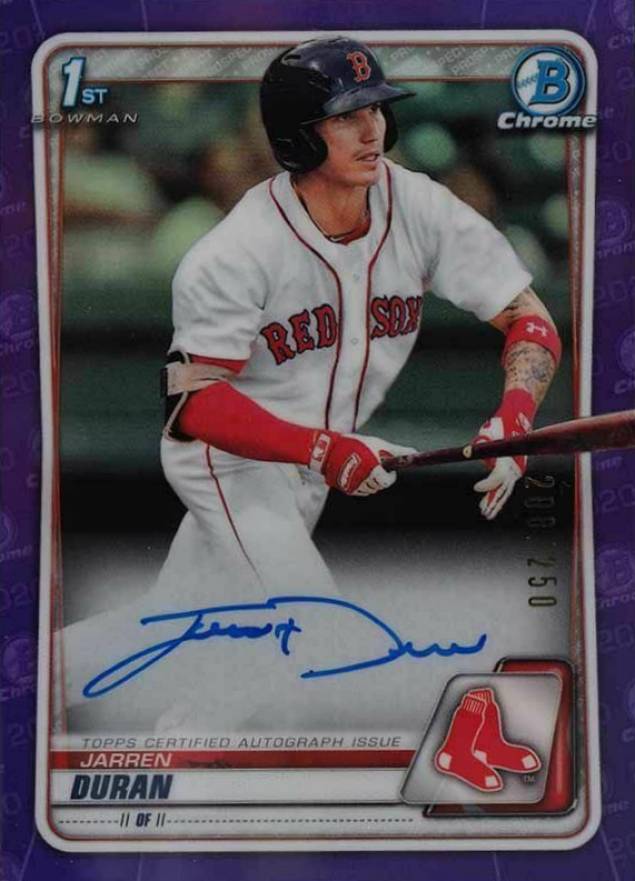 2020  Bowman Chrome Prospect Autographs Jarren Duran #CPAJD Baseball Card