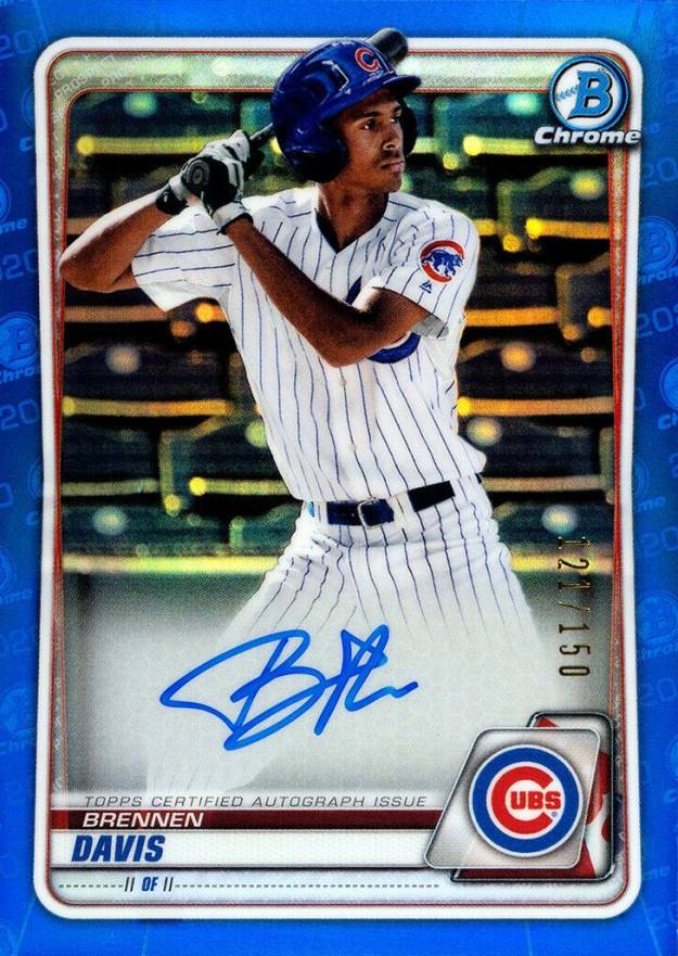 2020  Bowman Chrome Prospect Autographs Brennen Davis #CPABD Baseball Card