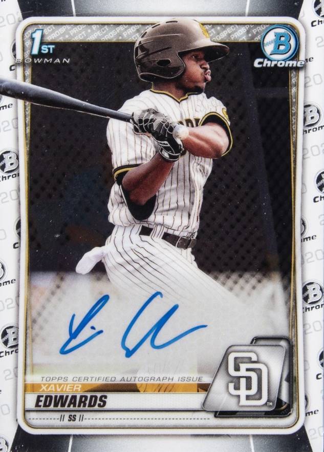 2020  Bowman Chrome Prospect Autographs Xavier Edwards #CPAXE Baseball Card