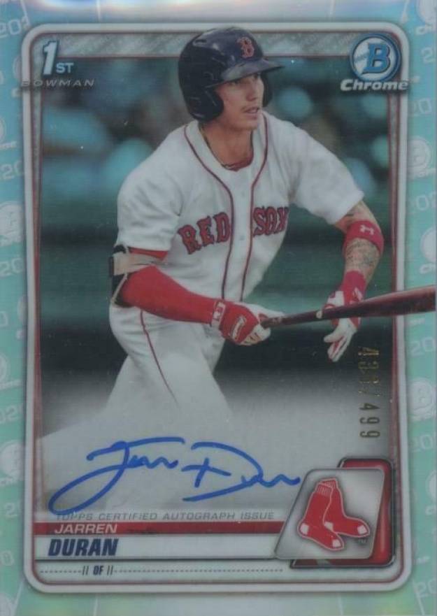 2020  Bowman Chrome Prospect Autographs Jarren Duran #CPAJD Baseball Card