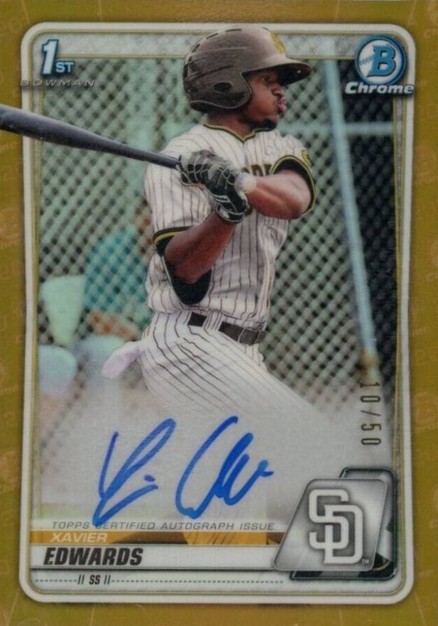 2020  Bowman Chrome Prospect Autographs Xavier Edwards #CPAXE Baseball Card