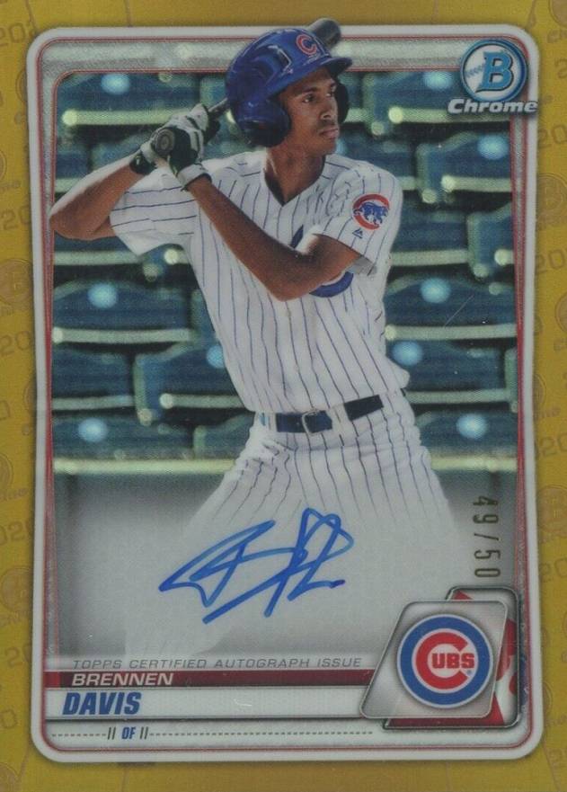 2020  Bowman Chrome Prospect Autographs Brennen Davis #CPABD Baseball Card