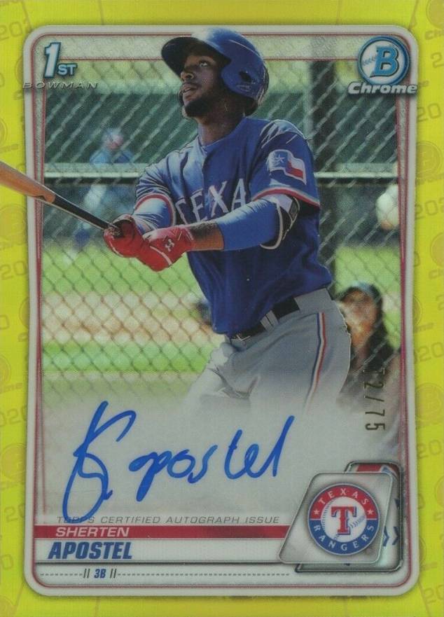 2020  Bowman Chrome Prospect Autographs Sherten Apostel #CPASA Baseball Card