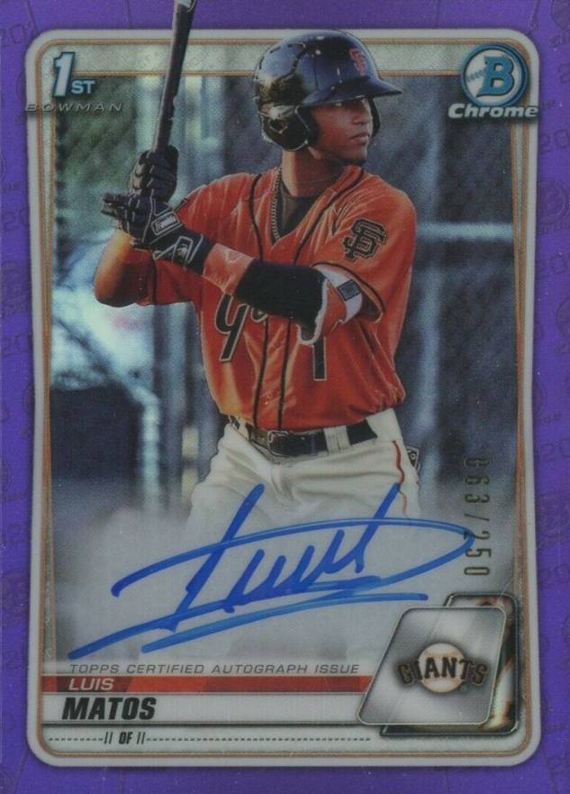 2020  Bowman Chrome Prospect Autographs Luis Matos #CPALM Baseball Card