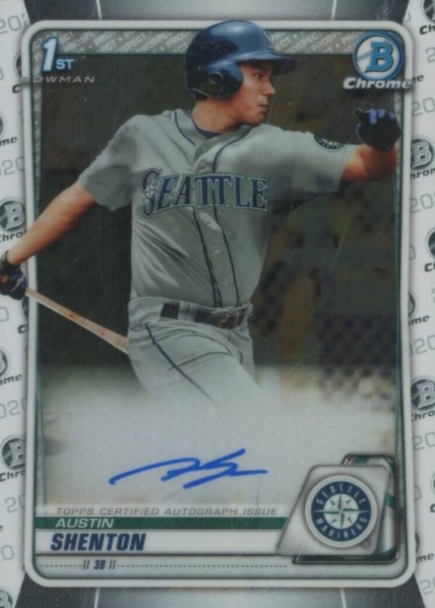 2020  Bowman Chrome Prospect Autographs Austin Shenton #CPAASH Baseball Card