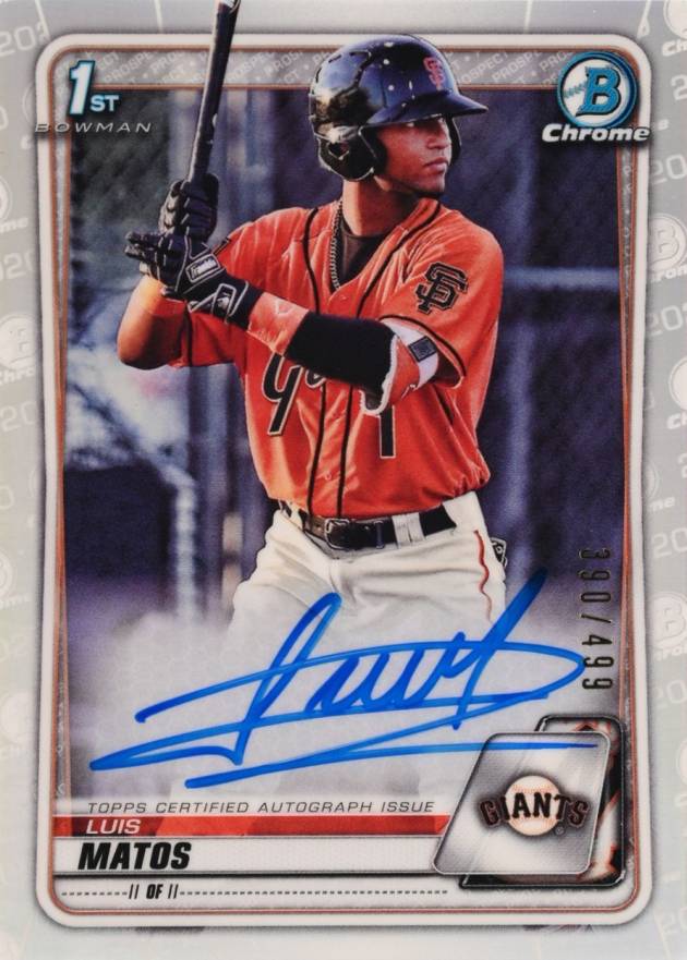 2020  Bowman Chrome Prospect Autographs Luis Matos #CPALM Baseball Card