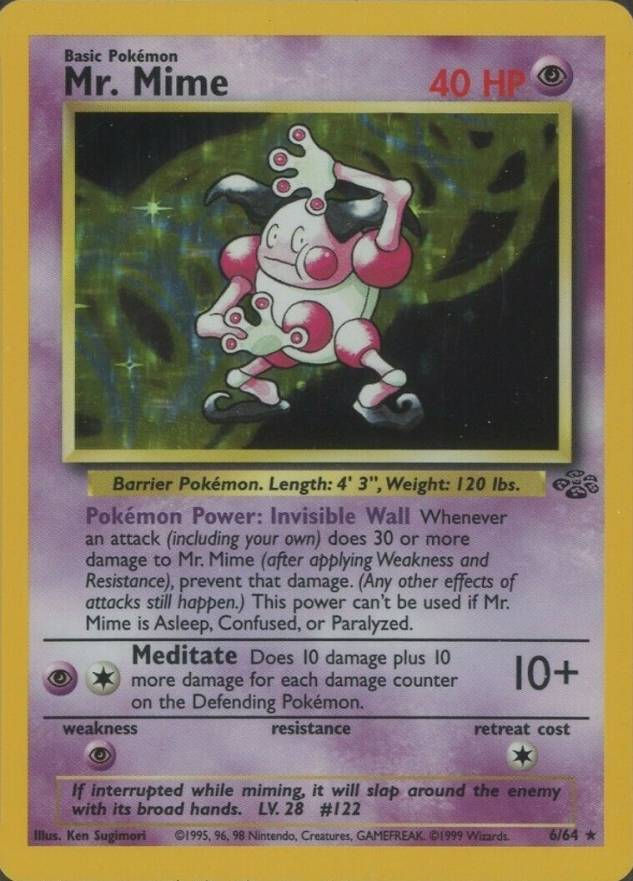 1999 Pokemon Jungle Mr. Mime-Holo #6 TCG Card