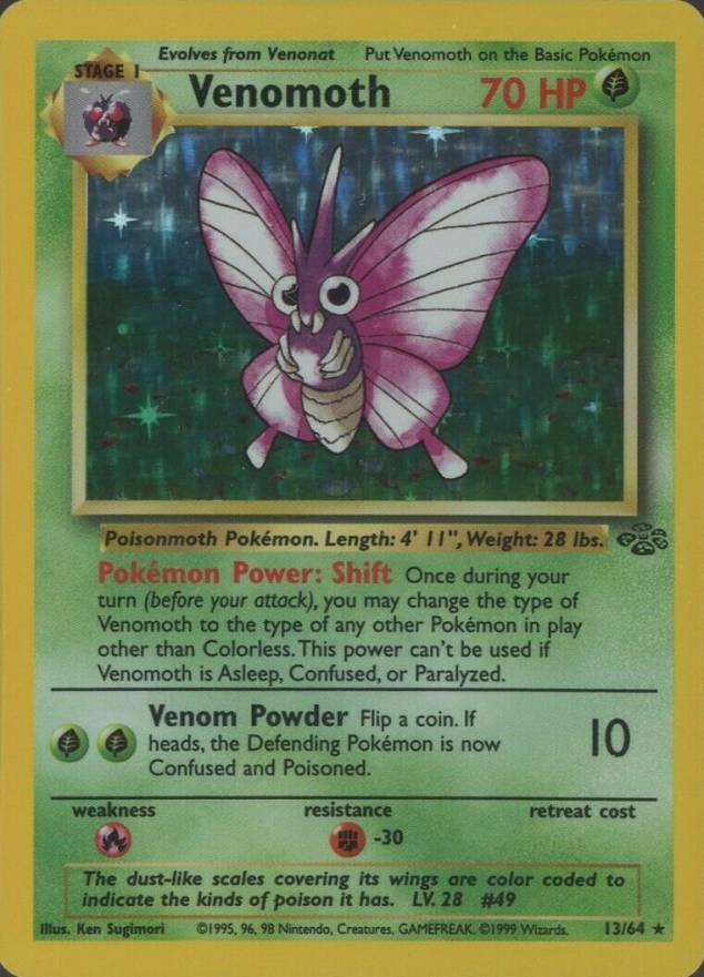 1999 Pokemon Jungle Venomoth-Holo #13 TCG Card