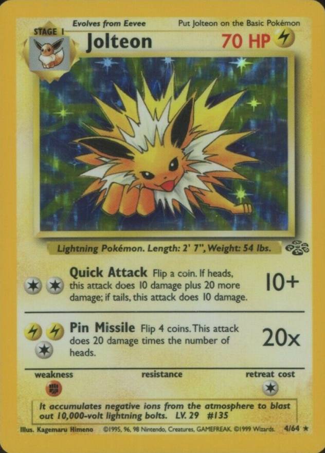 1999 Pokemon Jungle Jolteon-Holo #4 TCG Card