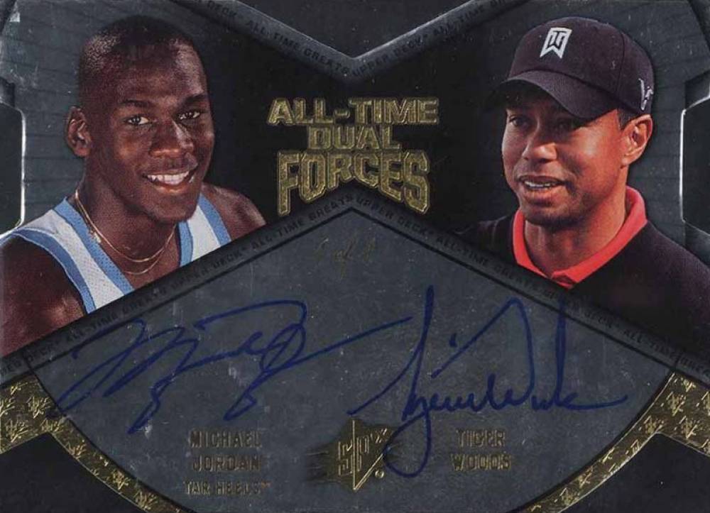 2012 UD All Time Greats Sports All-Time Dual Forces Autograph Michael Jordan/Tiger Woods #JW Basketball Card