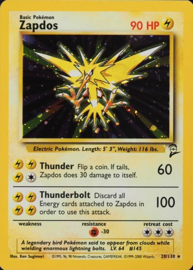 2000 Pokemon Game Base II  Zapdos-Holo #20 TCG Card