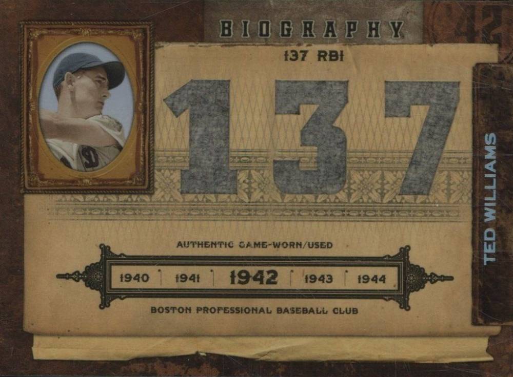 2008 Playoff Prime Cuts Biography Ted Williams #24 Baseball Card