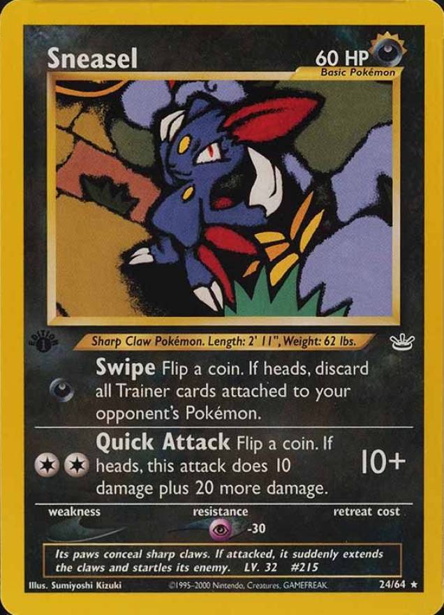 2001 Pokemon Neo Revelation 1st Edition Sneasel #24 TCG Card