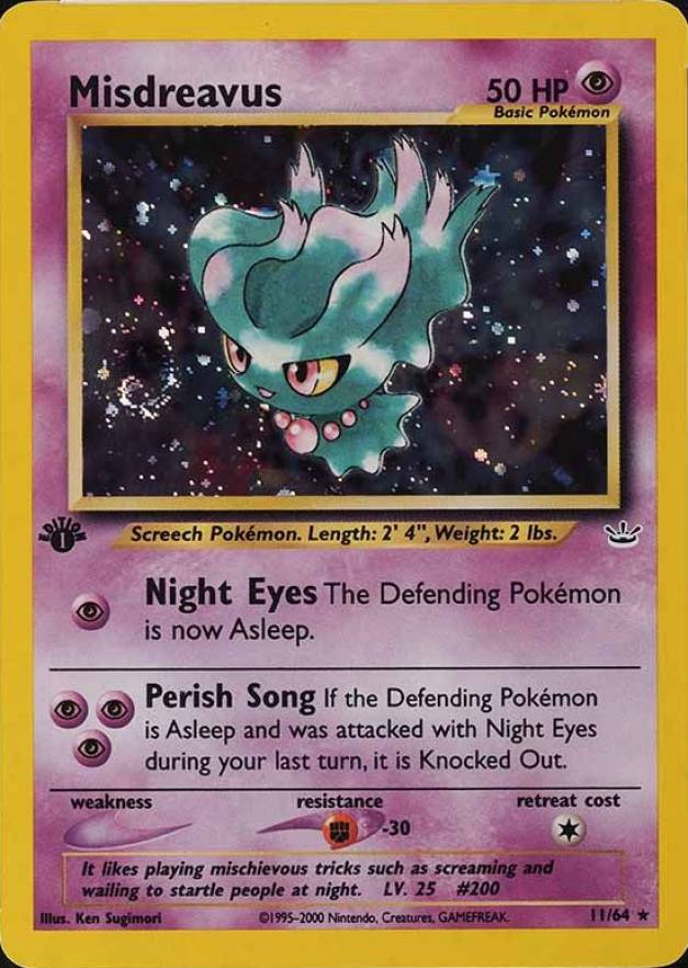 2001 Pokemon Neo Revelation 1st Edition Misdreavus-Holo #11 TCG Card