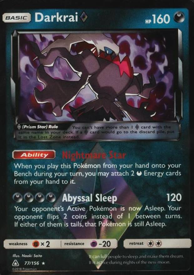 2018 Pokemon Sun & Moon Ultra Prism Darkrai-Holo #77 TCG Card