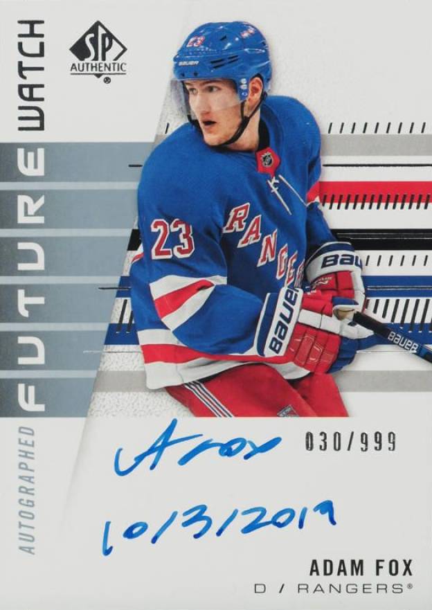 2019 SP Authentic Adam Fox #194 Hockey Card