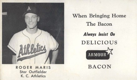 1959 Armour Bacon K.C. Athletics Roger Maris # Baseball Card