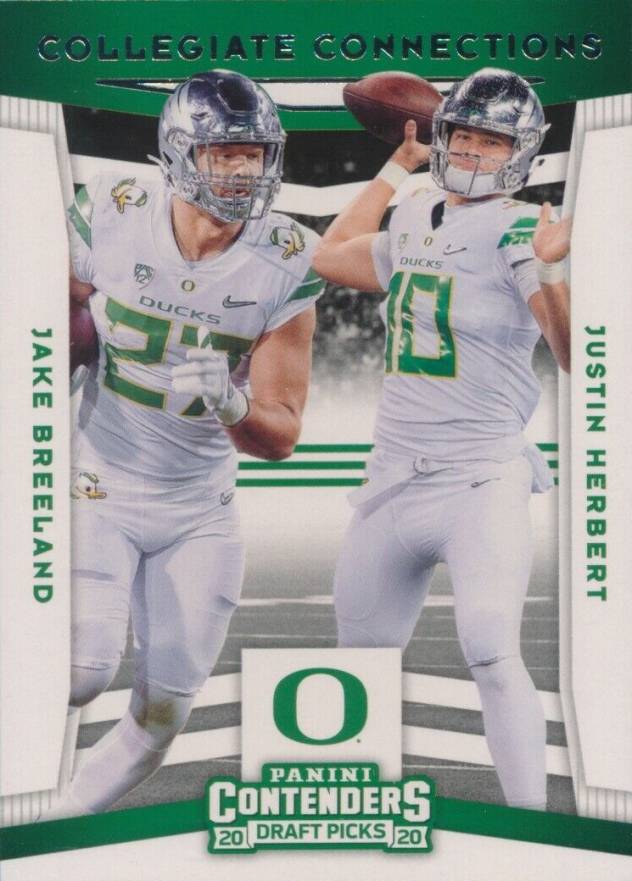 2020 Panini Contenders Draft Picks Collegiate Connections Jake Breeland/Justin Herbert #8 Football Card