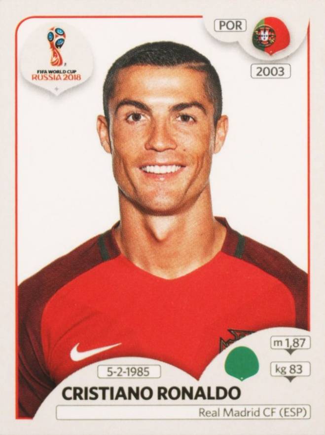 2018 Panini World Cup Stickers Cristiano Ronaldo #118 Soccer Card