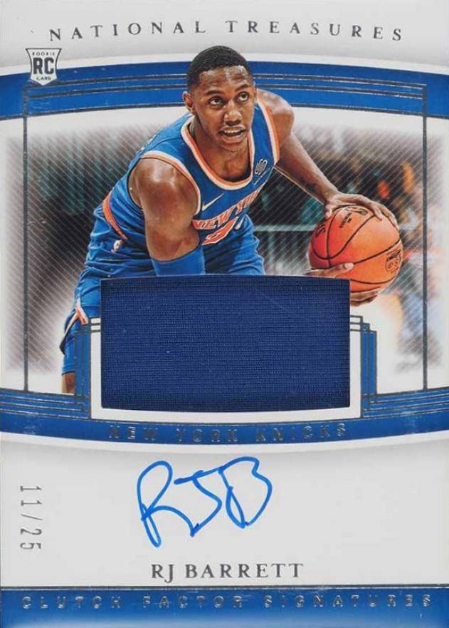 2019 Panini National Treasures Clutch Factor Jersey Signatures RJ Barrett #RJB Basketball Card