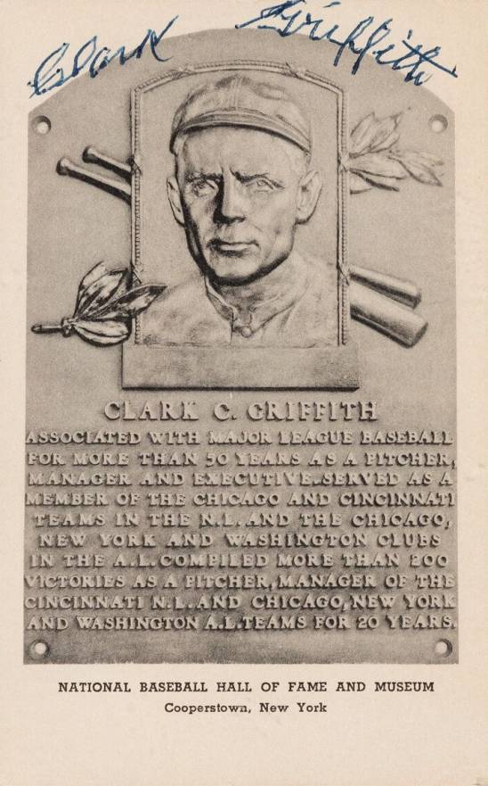 1946 Albertype HOF Plaque Postcards Type1 Type2 Clark Griffith # Baseball Card