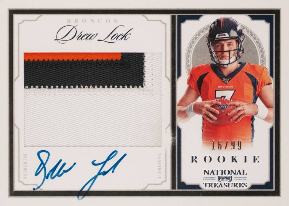 2019 Panini National Treasures Crossover Rookie Patch Autographs Drew Lock #CRSDL Football Card