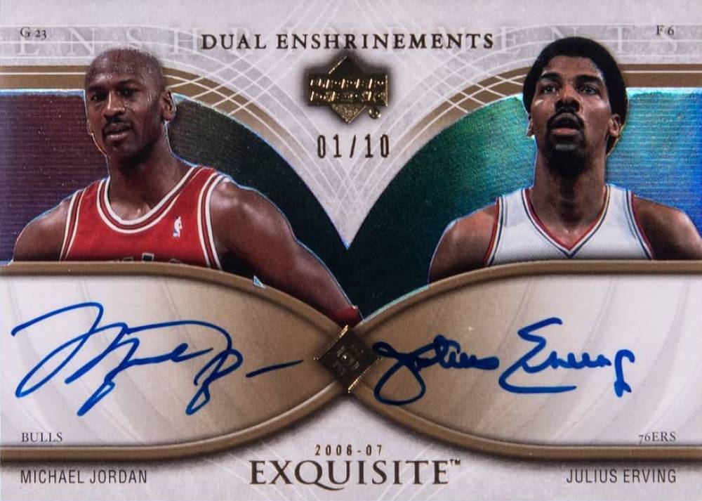 2006  Upper Deck Exquisite Collection Enshrinements Dual Erving/Jordan #DEXJE Basketball Card