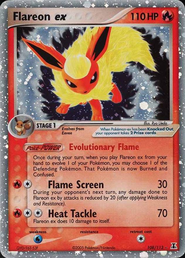 2005 Pokemon EX Delta Species Flareon EX-Holo #108 TCG Card