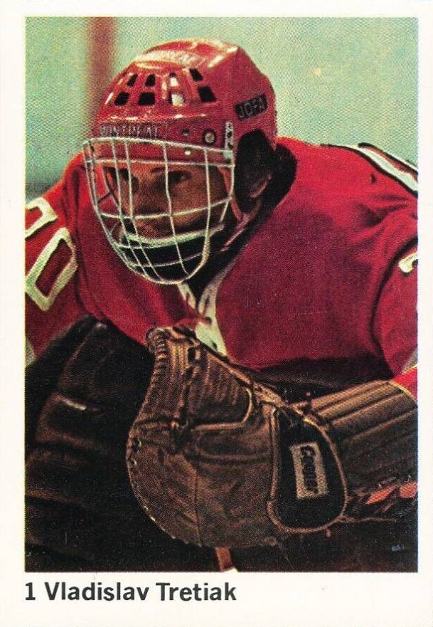 1974 Williams Forlags Swedish Hockey Stickers Vladislav Tretiak #1 Hockey Card