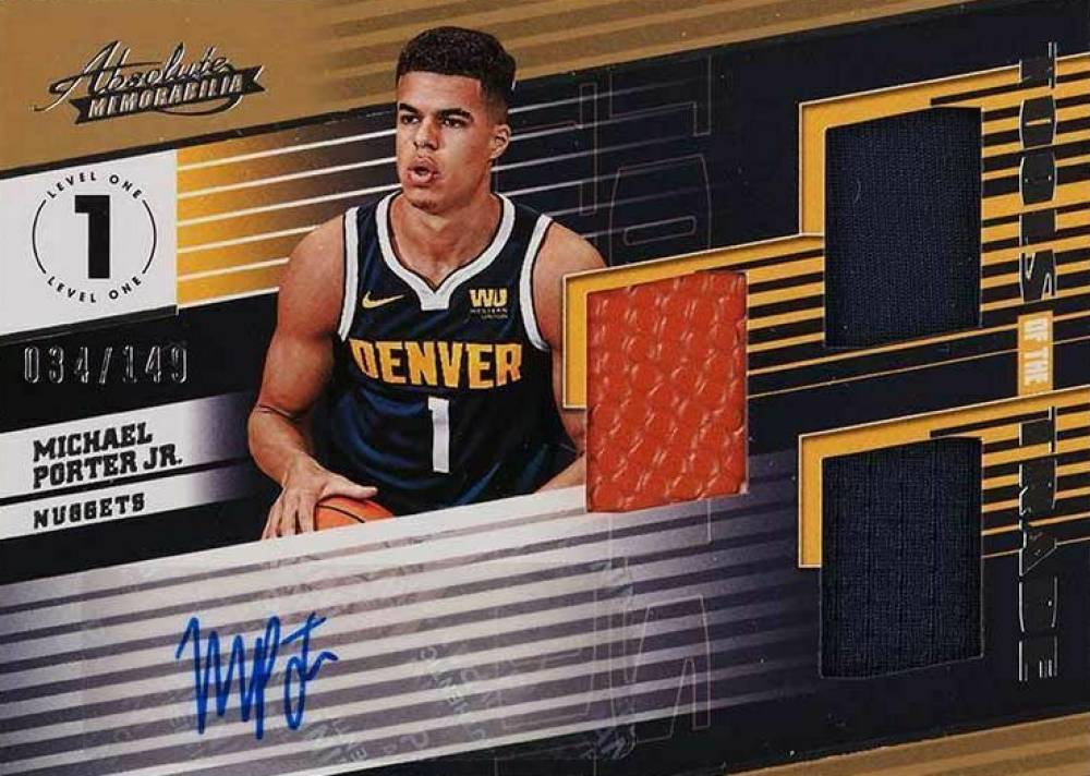 2018 Absolute Memorabilia Tools Of The Trade Three Swatch Signatures Michael Porter Jr. #MPJ Basketball Card