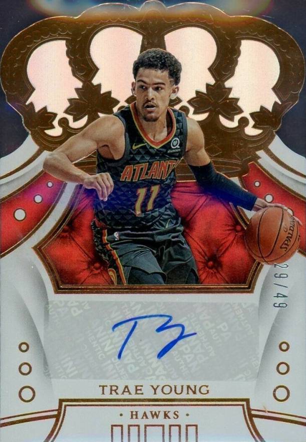 2019 Panini Crown Royale Crown Autographs Trae Young #TYG Basketball Card