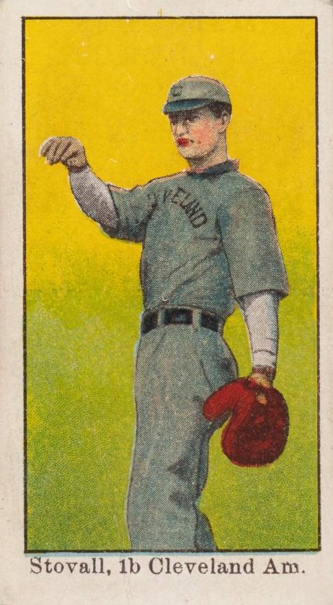 1909 E90-1 American Caramel Stovall, 1b, Cleveland Amer. # Baseball Card