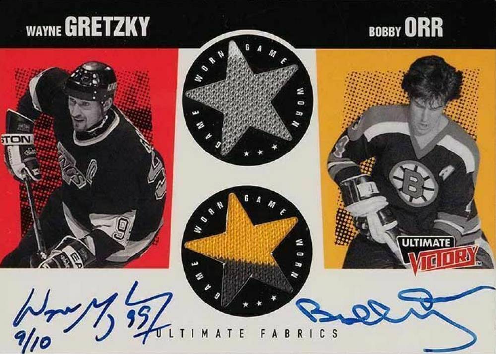 1999 Ultimate Victory Legendary Fabrics Bobby Orr/Wayne Gretzky #UFS Hockey Card