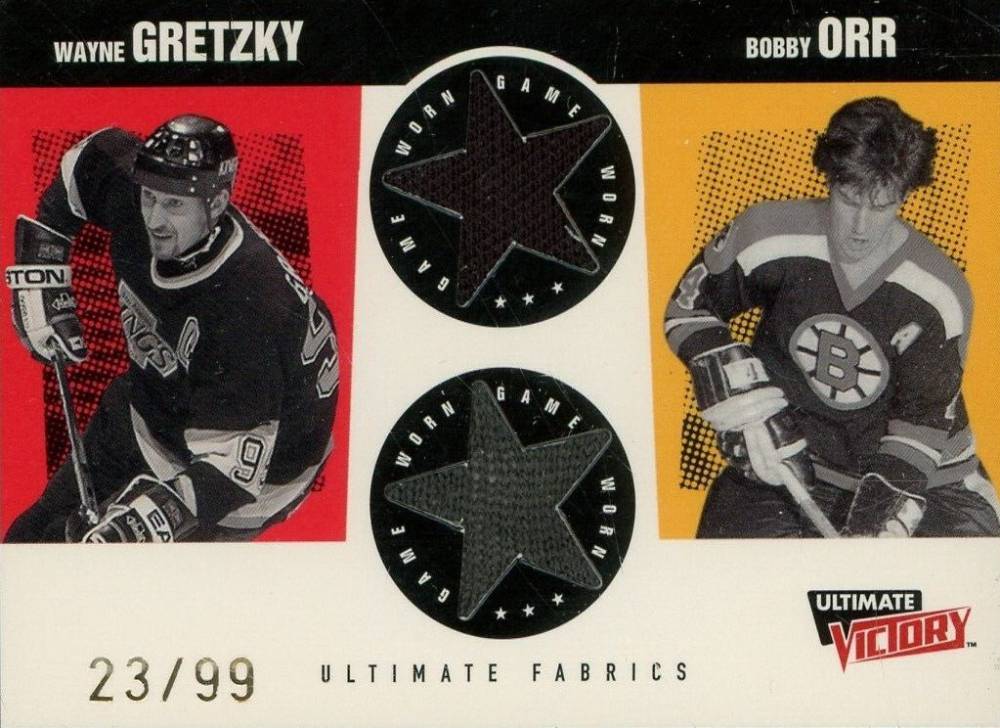 1999 Ultimate Victory Legendary Fabrics Bobby Orr/Wayne Gretzky #UF Hockey Card