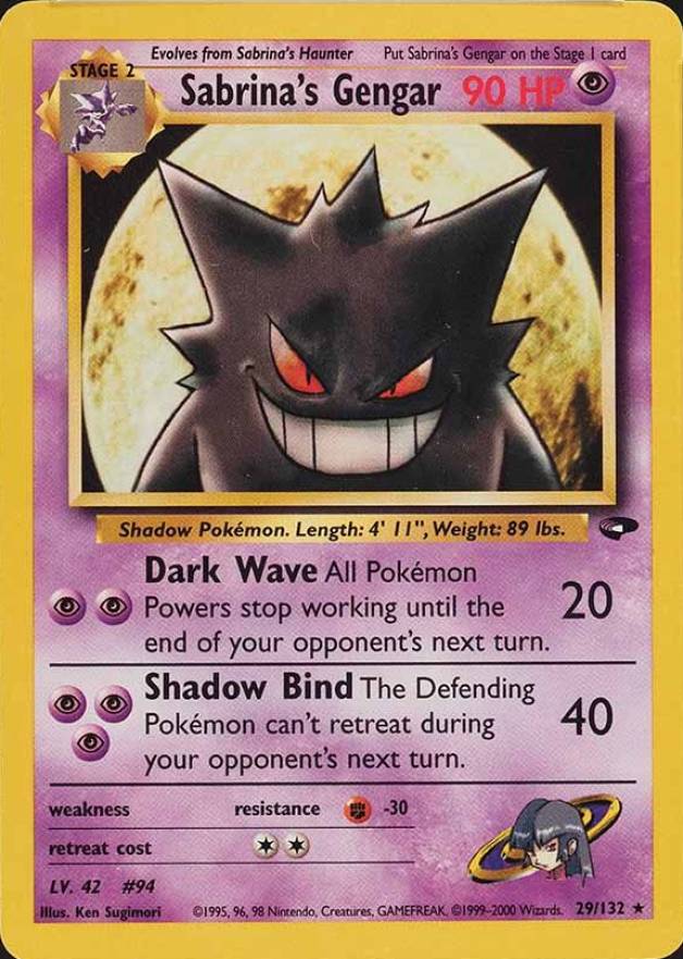 2000 Pokemon Gym Challenge Sabrina's Gengar #29 TCG Card