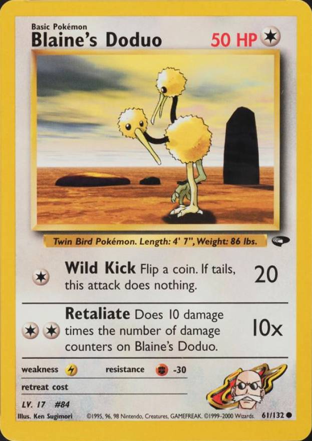 2000 Pokemon Gym Challenge Blaine's Doduo #61 TCG Card