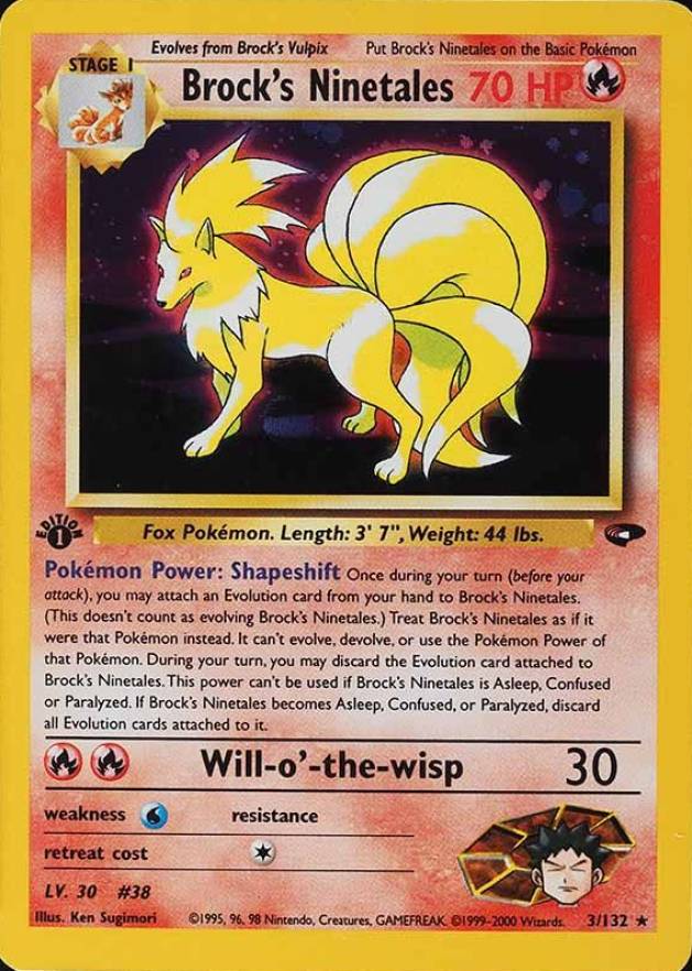 2000 Pokemon Gym Challenge Brock's Ninetales #3 TCG Card