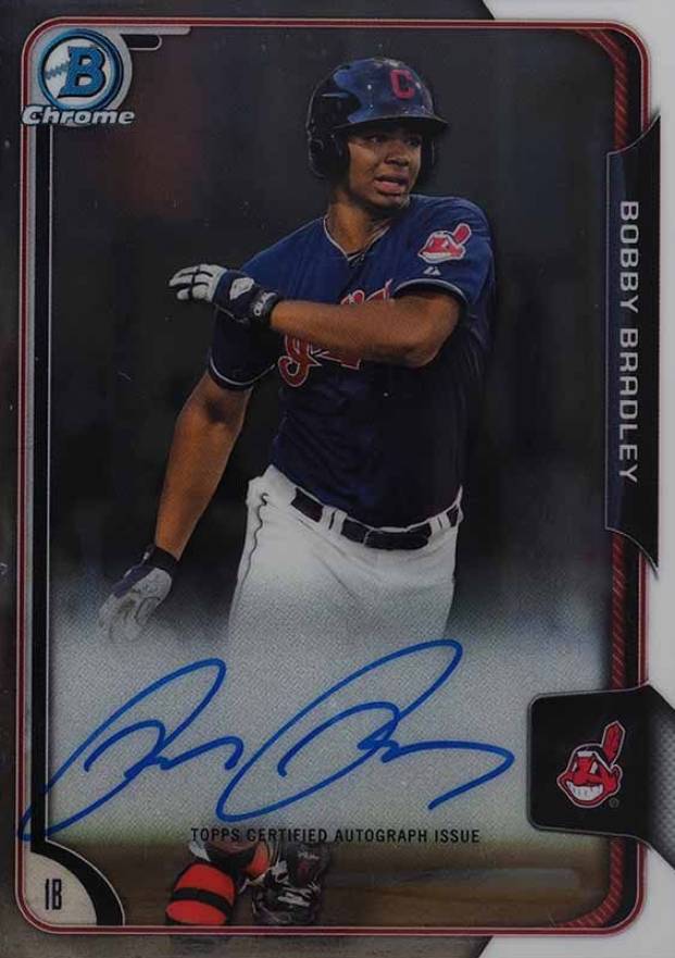 2015 Bowman Chrome Autograph Prospect Bobby Bradley #BB Baseball Card