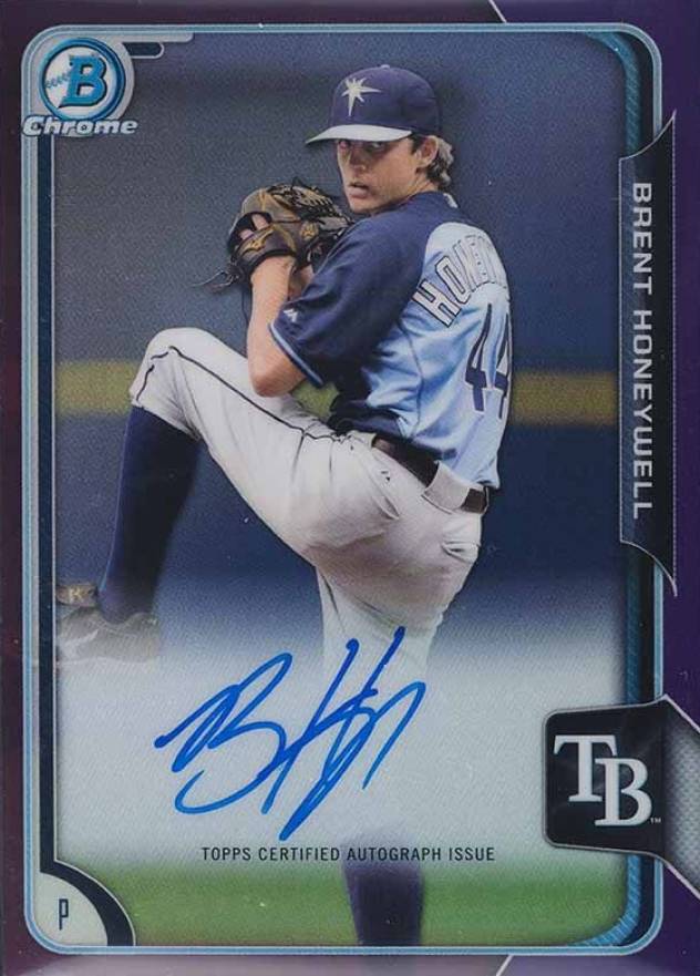 2015 Bowman Chrome Autograph Prospect Brent Honeywell #BH Baseball Card